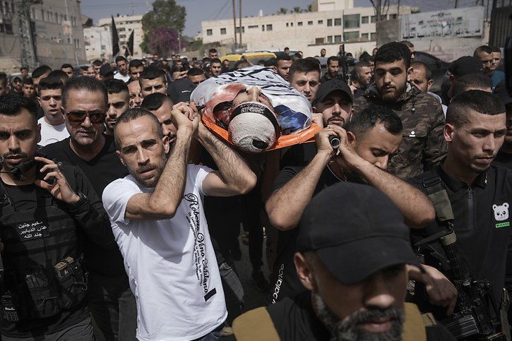 Au moins 517 Palestiniens ont été tués par des soldats ou des colons israéliens en Cisjordanie depuis le 7 octobre, selon le ministère palestinien de la Santé. © KEYSTONE/AP/Majdi Mohammed