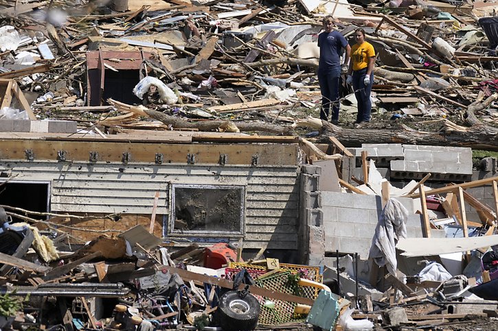 La tornade a fait 5 victimes au mois et ravagé une ville de 2000 habitants. © KEYSTONE/AP/Charlie Neibergall